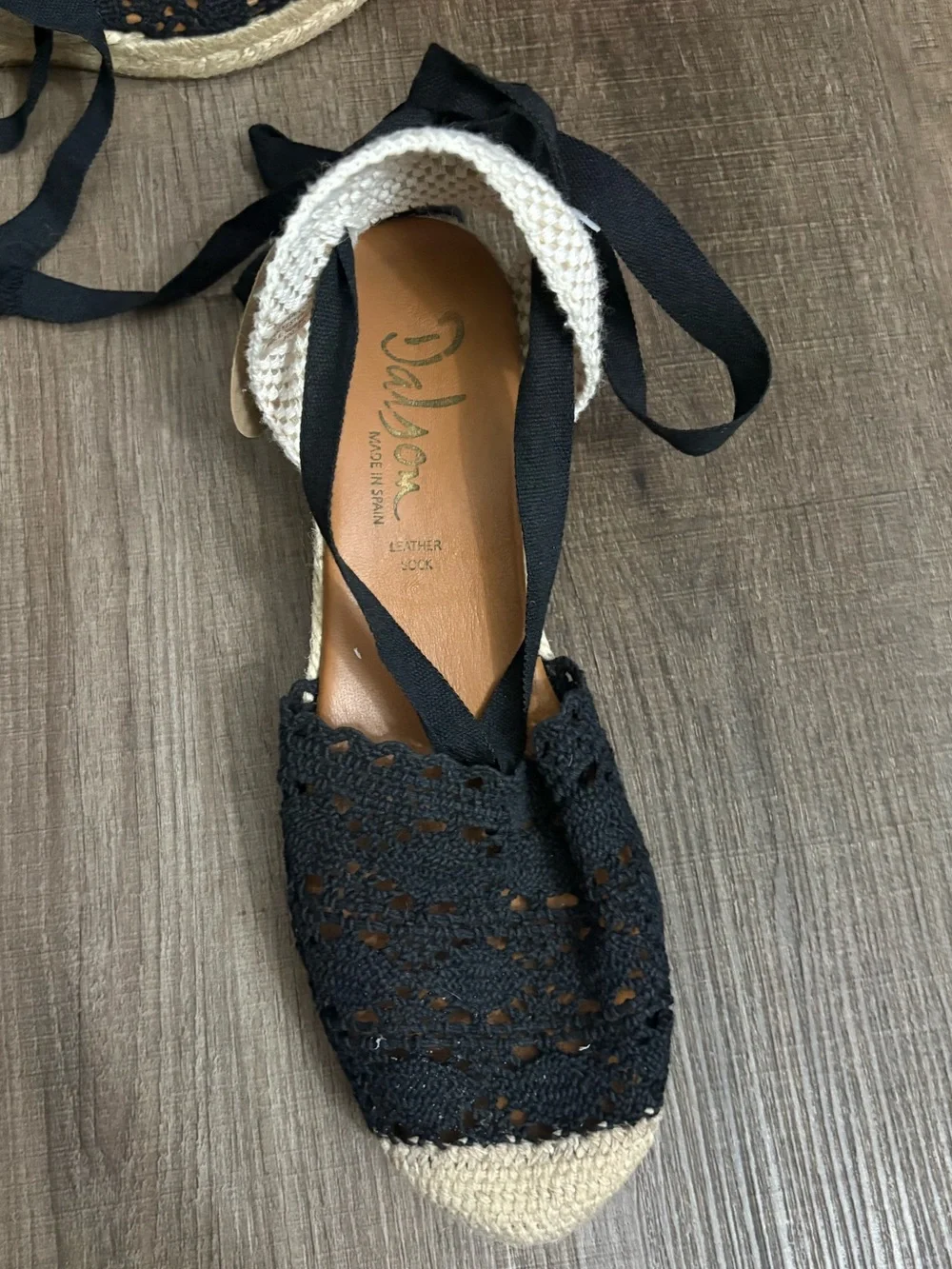 Black Lace Espadrille Wedges with Ankle Tie